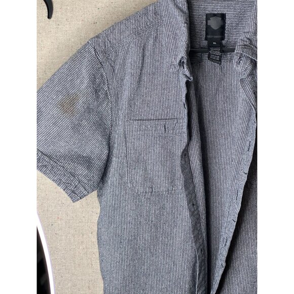 Harley-Davidson Black Label Gray Stripe Short Sleeve Button-Up Shirt Mens Med - Picture 4 of 15